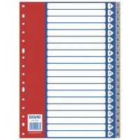 Separadores plastico 1-20 en A4 - 120 Micras - Multitaladro de 16 Perforaciones - Bolsa Autoadhesiva Individual. Dohe 