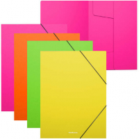 PACK 4 Carpetas de plastico con solapas A4 en colores Neon. Surtido