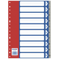 Separadores plastico 1-10 en A4 - 120 Micras - Polipropileno Resistente - Multitaladro de 16 Perforaciones - Bolsa Autoadhesiva Individual. Dohe 