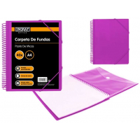 Ingraf Carpeta 40 Fundas Espiral A4 + Sobre con Broche. Morado