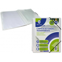 Bismark Carpeta Espiral con 20 Fundas Transparentes A4 Portada Personalizable y Cierre con gomas