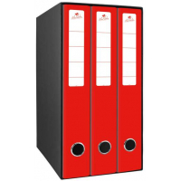 Mariola Box Modulo de 3 Archivadores con Rado 2 Anillas 40mm 35x26x17cm Rojo