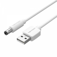 Cable Alimentacion USB-A Macho a DC 5.5mm Macho - 0.5m - Blanco