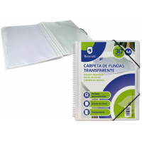 Bismark Carpeta Espiral con 30 Fundas Transparentes A4 Portada Personalizable y Cierre con gomas