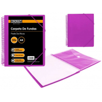 Ingraf Carpeta 30 Fundas Espiral A4 + Sobre con Broche. Morado
