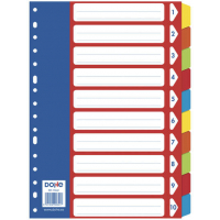 Separadores carton Colores 10 apartados A4 Indice - Multitaladro de 16 Perforaciones - Bolsa Autoadhesiva Individual. Dohe 