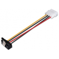 Cable Alimentacion SATA Acodado con presilla - Molex 4pin/M-SATA Hembra - 16cm - 100% Cobre