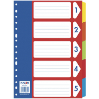 Separadores carton 5 Colores A4 - 180gr con Multitaladro de 16 Perforaciones - Bolsa Autoadhesiva Individual. Dohe 