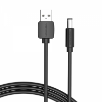 Cable Alimentacion USB-A Macho a DC 5.5mm - 0.5m - Negro