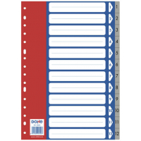 Separadores plastico 1-12 FOLIO - 120 Micras - Multitaladro de 16 Perforaciones - Bolsa Autoadhesiva Individual. Dohe 