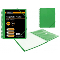 Ingraf Carpeta 20 Fundas Espiral A4 + Sobre con Broche. Verde