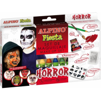Alpino Fiesta Horror Pack de Maquillaje con 6 Barritas de Pintura Facial + Pincel + Tatuajes en Calcomania + Lapiz Perfilador y 2 Sobres de Purpurina
