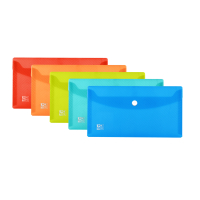 OXFORD PACK 5 Sobres DL polipropileno (220x110mm aprox), cierre de Broche. Colores surtidos