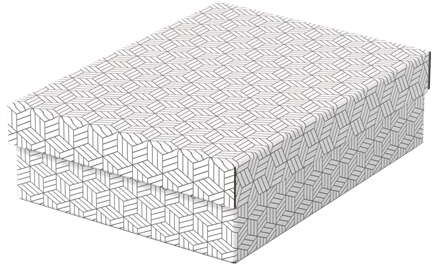 Esselte PACK 3 Cajas Medianas de Almacenamiento con Tapa 265x100x360mm Diseño Blanco con Dibujo
