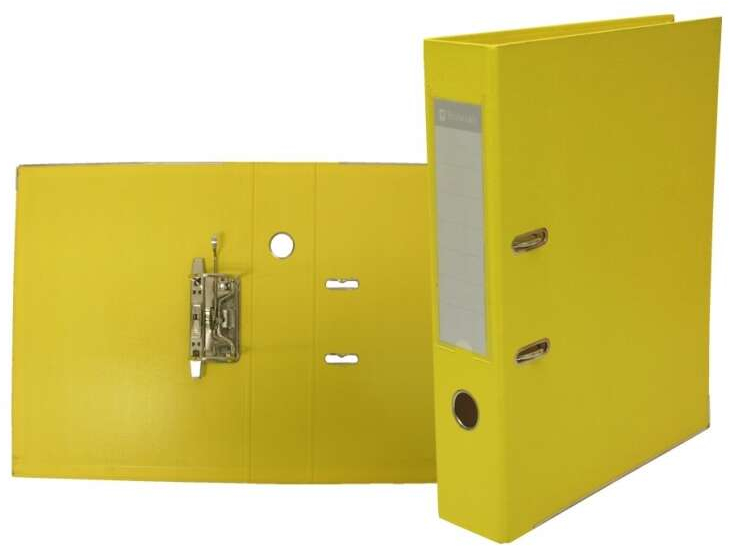 Archivador ECONOMICO en PVC FOLIO, Lomo ANCHO con Ollao, Tarjetero y Cantonera metalica. Amarillo