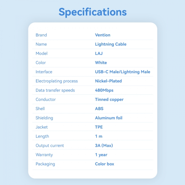 Imagen extra Cable USB-C Macho a Lightning Macho - 1 metro. Blanco