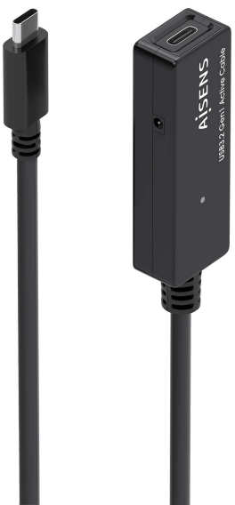 Aisens Cable USB 3.2 Gen1x1 Prolongador con Amplificador - USB-C Macho a USB-C Hembra - 5m - Negro