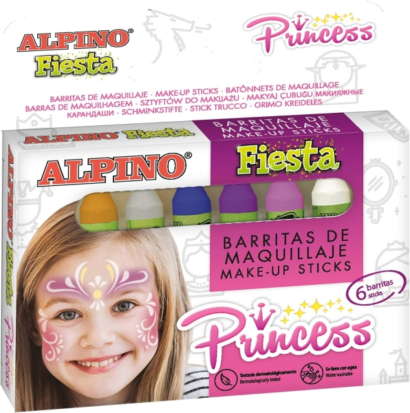 Alpino Fiesta Princess Pack de Maquillaje con 6 Barritas de Pintura Facial