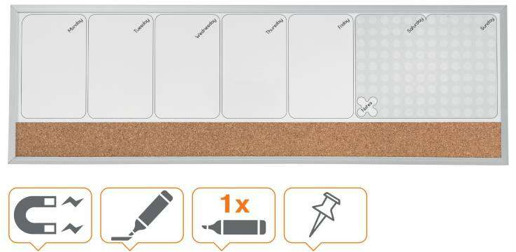 Imagen extra Nobo Planificador Semanal de Pizarra Magnetica Pequeña 585x190mm