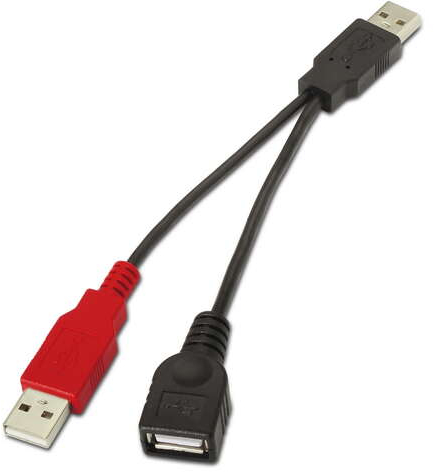 Imagen extra Aisens Cable USB 2.0+Alimentacion - Tipo A/M+A Alimentacion/M-A Hembra - 15cm - Negro