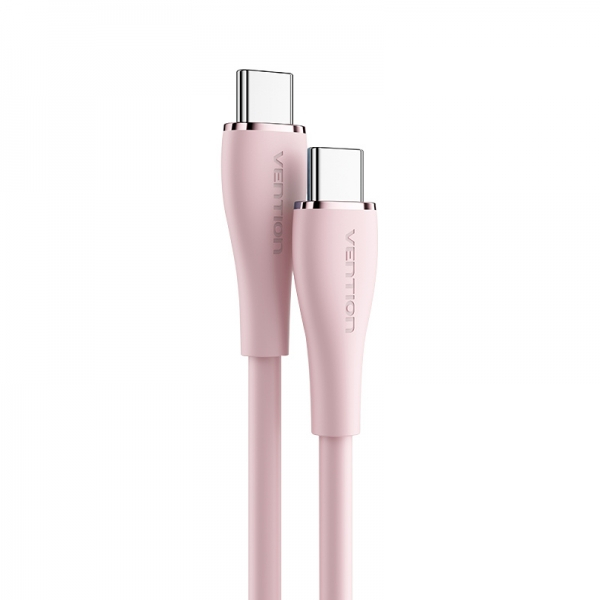 Imagen extra Vention Cable USB-C Macho a USB-C Macho - 1.5m - 5A 100W 480Mbps - Rosa Silicona