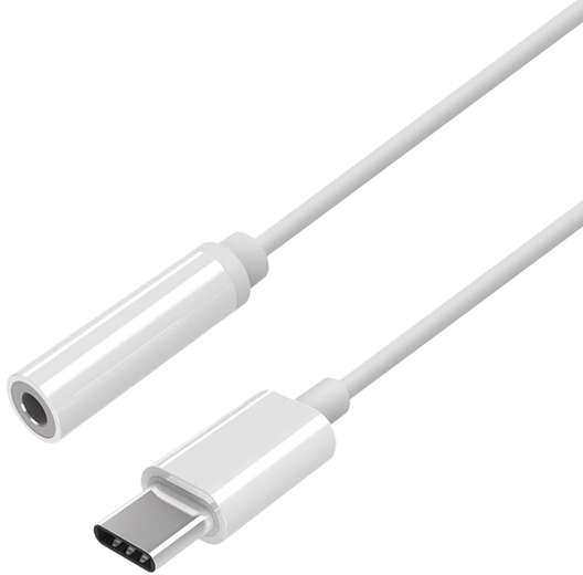 Aisens Conversor USB-C a Audio Estilo Apple - USB-C Macho a Jack 3.5 Hembra - 15cm - Blanco