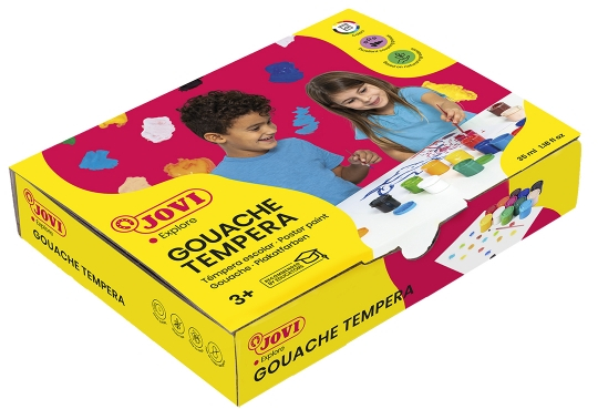 Estuche 12 Temperas JOVI 35ml Colores surtidos. Incluye Pincel