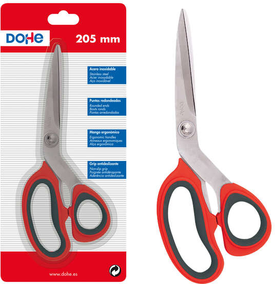 Dohe Tijeras de Acero Inoxidable de 205mm. Rojo