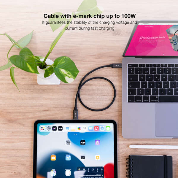 Imagen extra Nanocable Cable USB 3.2 Gen2X2 100W 4K/60Hz USB-C Macho-Macho 1.5m - Negro