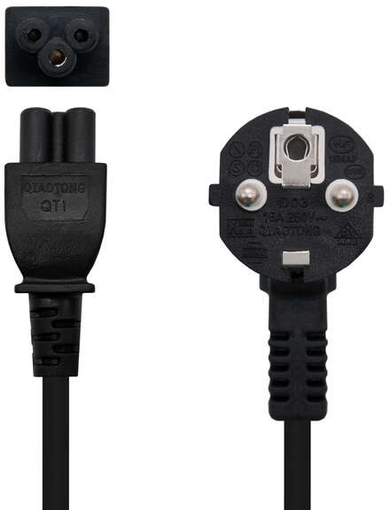 Imagen extra Cable de Alimentacion CEE7 Acodado Macho a M-C5 Hembra Trebol 1.50m - Negro