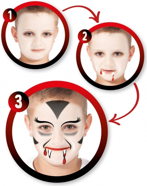 Imagen extra Alpino Fiesta Horror Pack de Maquillaje con 6 Barritas de Pintura Facial + Pincel + Tatuajes en Calcomania + Lapiz Perfilador y 2 Sobres de Purpurina