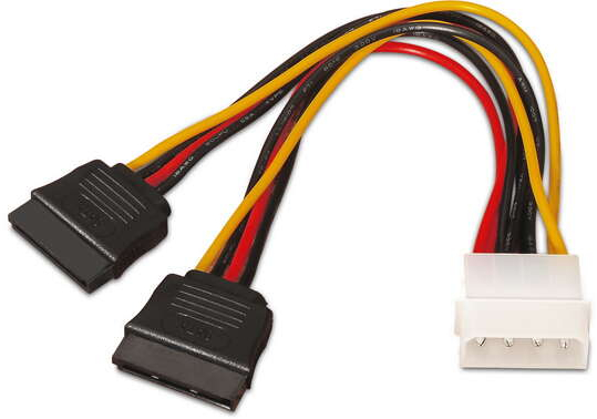 Cable SATA Alimentacion - Molex 4pin/M-2xSATA Hembra - 20cm - 100% Cobre - 