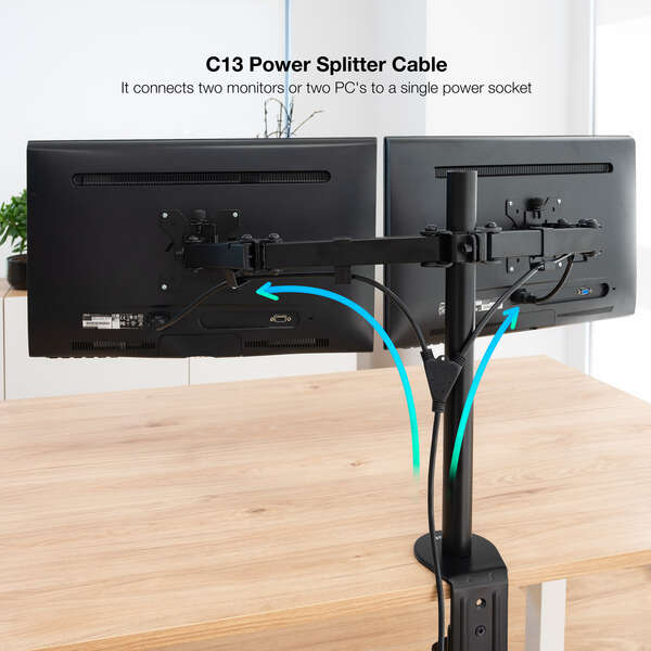 Imagen extra Cable de Alimentacion CEE7 Macho a 2x C-13 Hembra 1.80m - Negro