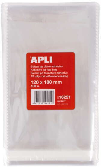Apli Bolsas Polipropileno con Cierre Adhesivo 120x180mm Galga 120 Uso Alimenticio