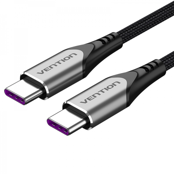 Imagen extra Vention Cable USB-C Macho a USB-C Macho - 1m - 5A 100W 480Mbps - Gris
