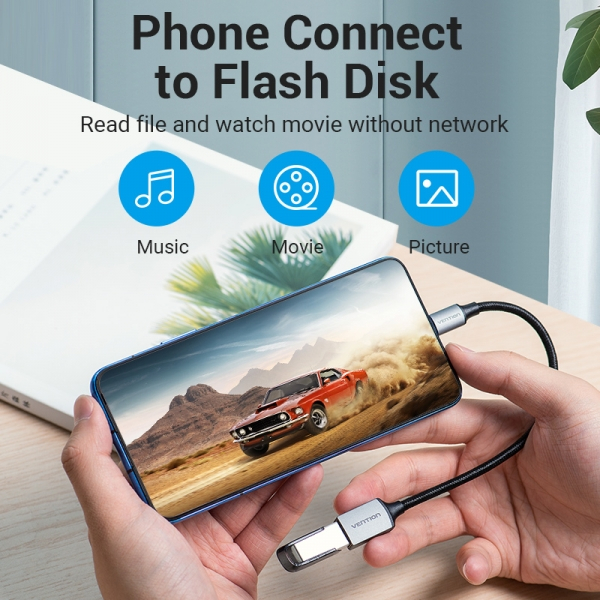 Imagen extra Vention Conversor USB-C Macho a USB Hembra - 0.15m - Gris