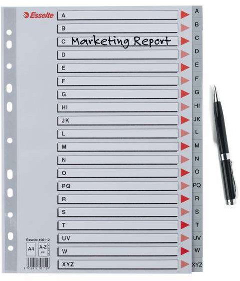 Imagen extra Indice Abecedario de Plastico con Caratula A4 - Tipo A-Z. Esselte