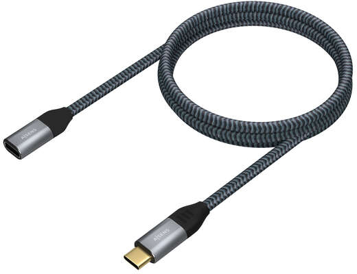 Imagen extra Aisens Cable USB 3.2 GEN2x2 Aluminio 20GBPS 5A 100W - Tipo USB-C Macho-Hembra - 1 metro - Gris