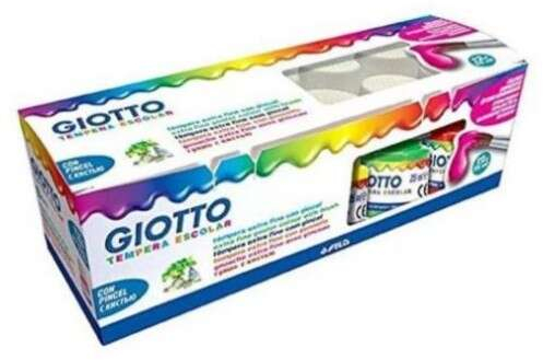 Giotto Tempera Pack de 12 Botes de 25 ml. + Pincel Colores Surtidos