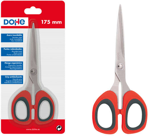 Dohe Tijeras de Acero Inoxidable de 175mm Rojo