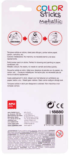 Imagen extra Apli Sticks Temperas Solidas Colores Metalizados