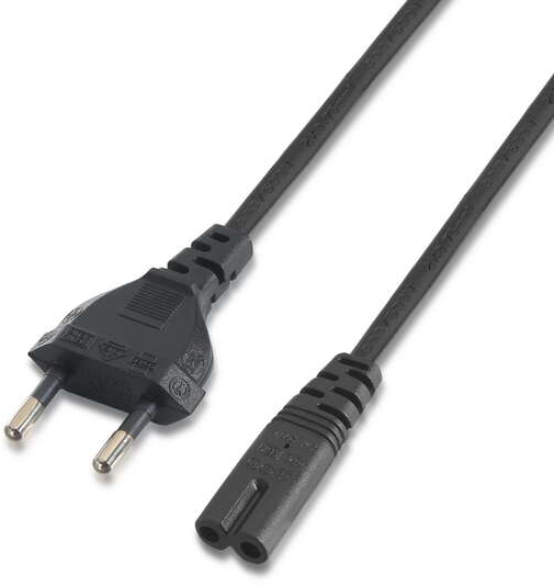 Cable Alimentacion C8 - CEE7/16/M-C7/H - 1.5m - 100% Cobre Puro AWG18 - Negro