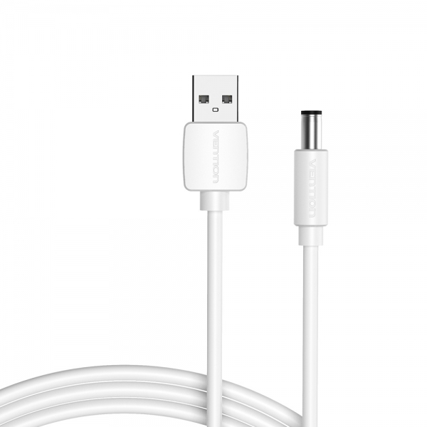 Imagen extra Cable Alimentacion USB-A Macho a DC 5.5mm Macho - 0.5m - Blanco