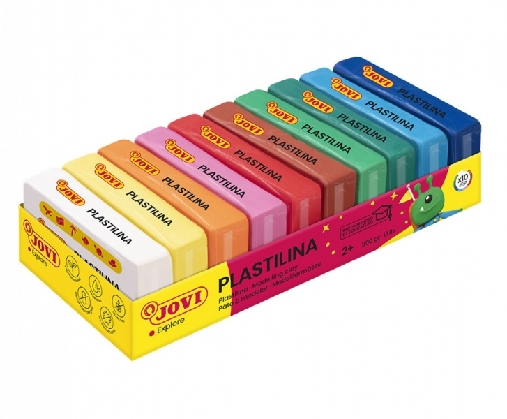 CAJA DE 10 PLASTILINAS JOVI PEQUEÑA 50 GR COLORES SURTIDOS