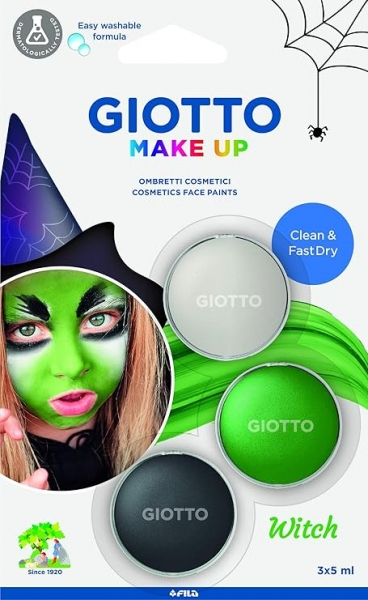 Giotto Make Up Witch Pack con 3 Maquillajes Faciales de Tematica Bruja