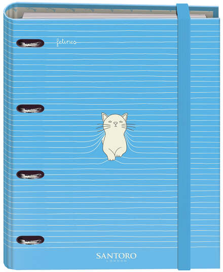 Dohe Santoro Felines Carpeta de 4 Anillas A4 incluído Recambio 100 Hojas. Azul