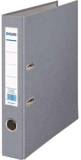 Archivador FOLIO, lomo Estrecho, con ollao, rado, tarjetero y compresor. Gris