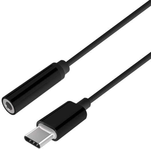 Aisens Conversor USB-C a Audio Estilo Apple - USB-C Macho a Jack 3.5 Hembra - 15cm - Negro