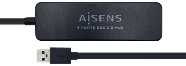 Aisens HUB USB 3.0 - USB-A Macho a 4xUSB-A Hembra - 30cm - Negro