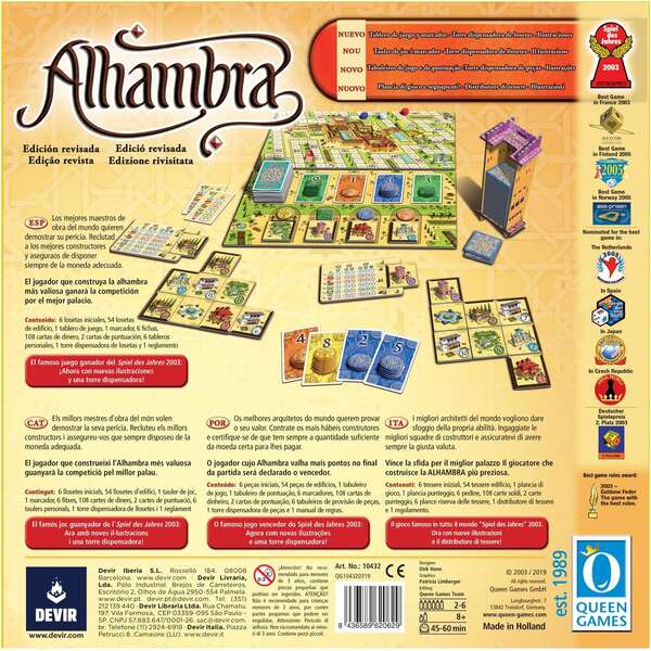 Imagen extra Alhambra Ed. 2020 Juego de Tablero - Tematica Historia/Mediaval - De 2 a 6 Jugadores - Edad desde 8 Años - Duracion 45-60min